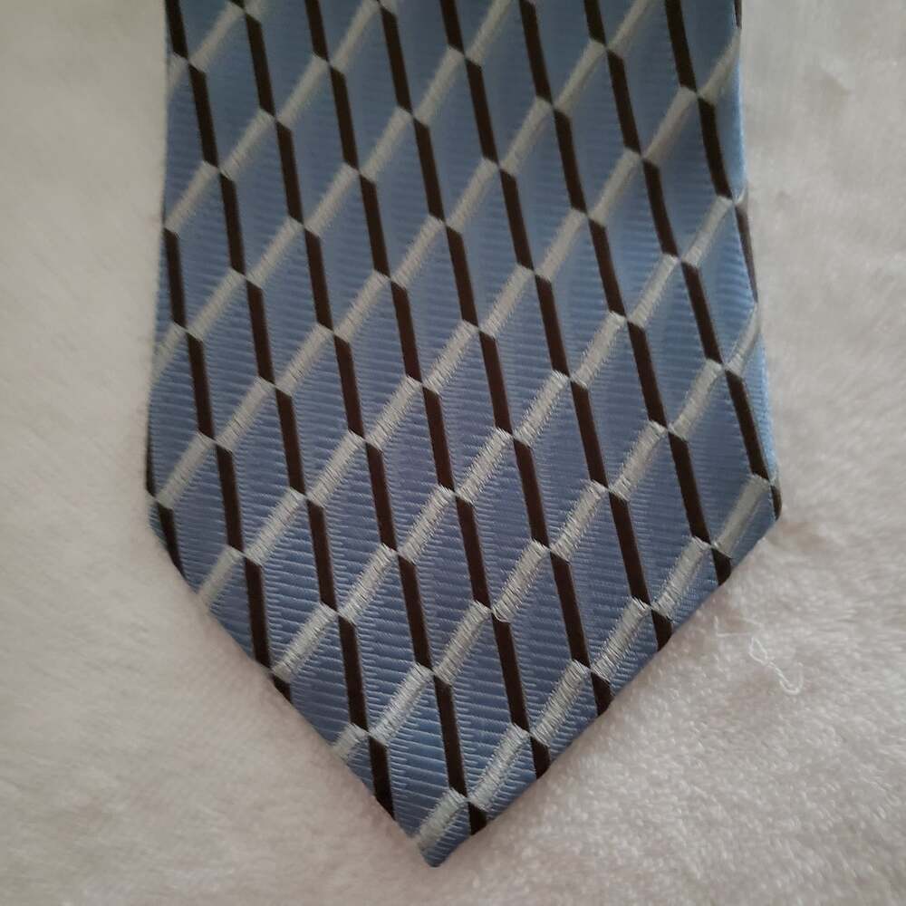 ERMENEGILDO ZEGNA Mens 100% Silk Necktie ITALY Luxury Geometric Design